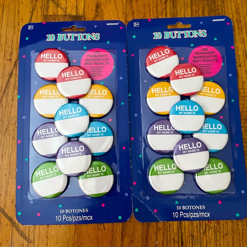 20 Name Tag Buttons NWT